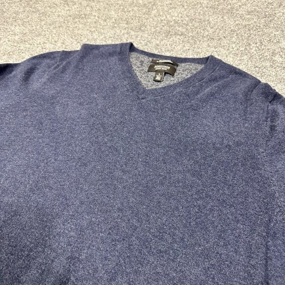 Nordstrom Men’s Shop V Neck Pullover Sweater Blue Large Cotton Blend Cashmere - Picture 2 of 6